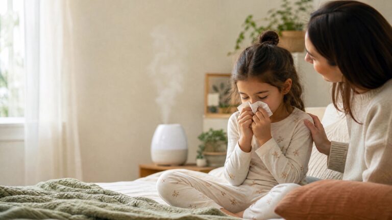 chronic congestion in kids — young child mouth breathing while asleep with a stuffy nose