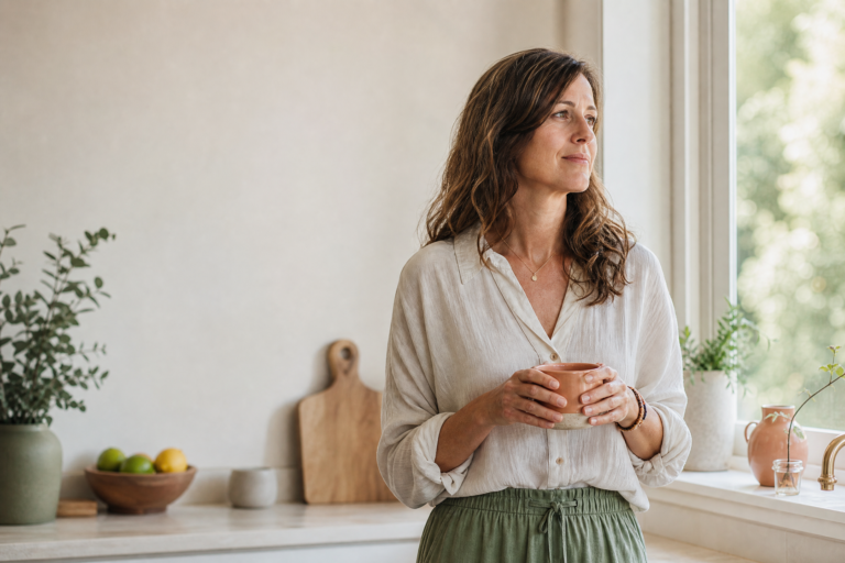 estrogen dominance — woman tracking heavier periods and breast tenderness across her cycle