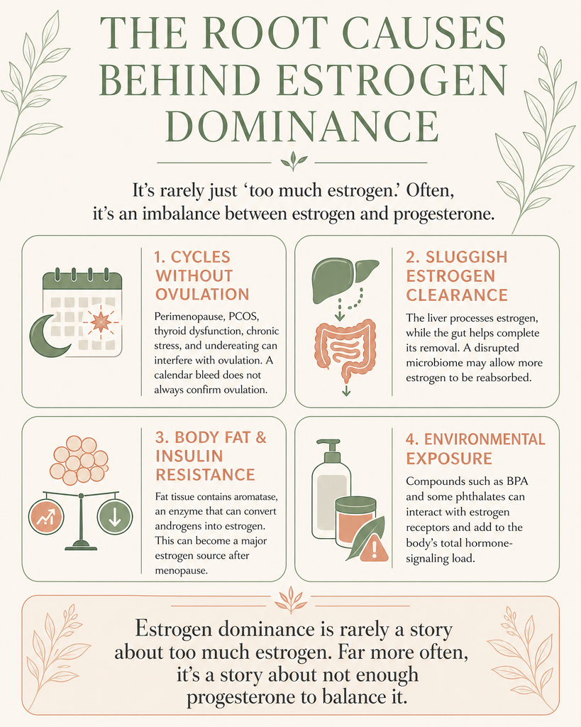 well rooted estrogen dominance root causes infographic