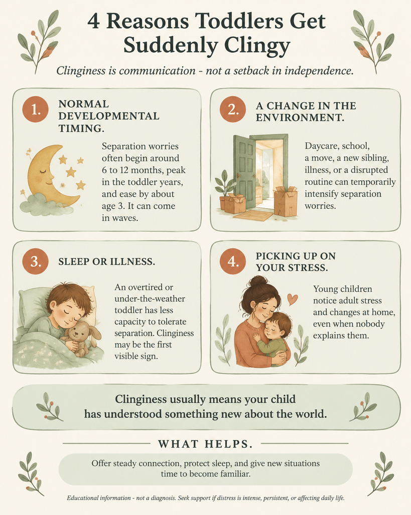 4 reasons toddlers suddenly clingy infographic