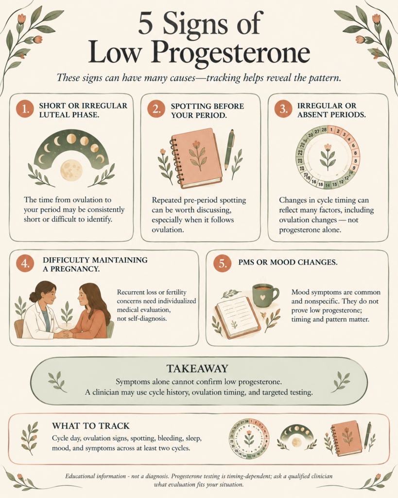 5 signs low progesterone infographic