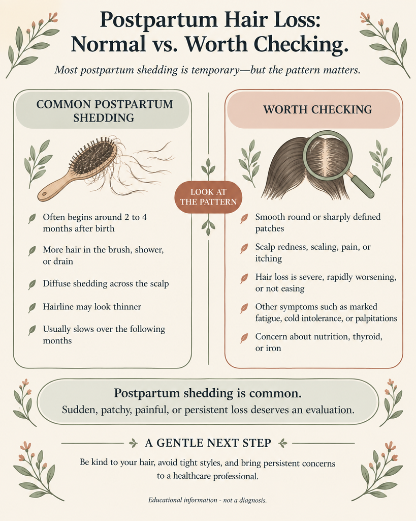 postpartum hair loss normal vs checking infographic